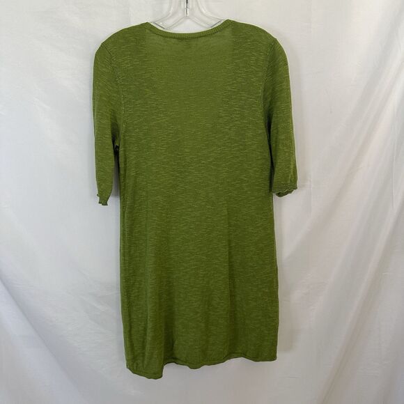 Eileen Fisher Cardigan Sweater SMALL Knit Button Down Short Sleeve Linen Green - Picture 5 of 6